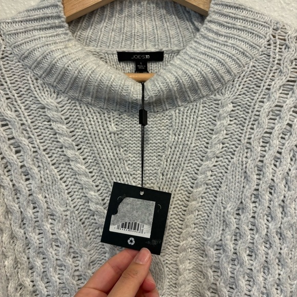 NWT JOES jeans merino wool cotton blend grey cable knit sweater - Picture 4 of 6